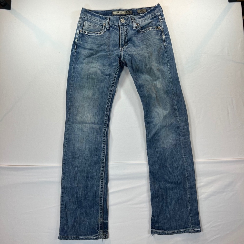 BKE Carter Y2K Jeans Women's Size 32L Medium Wash Low Rise Stretch Bootcut Denim